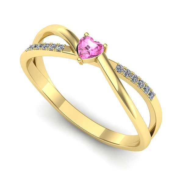 Inel din aur galben cu safir roz