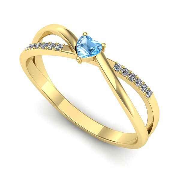 Inel logodna din aur galben cu topaz blue