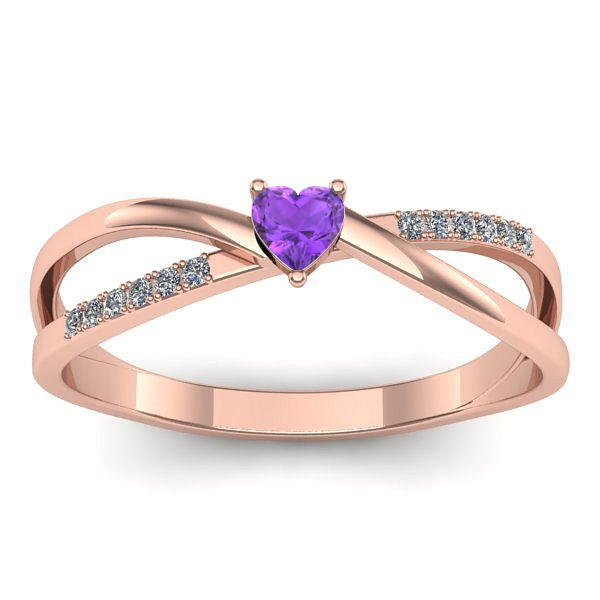 Inel logodna cu ametist inima