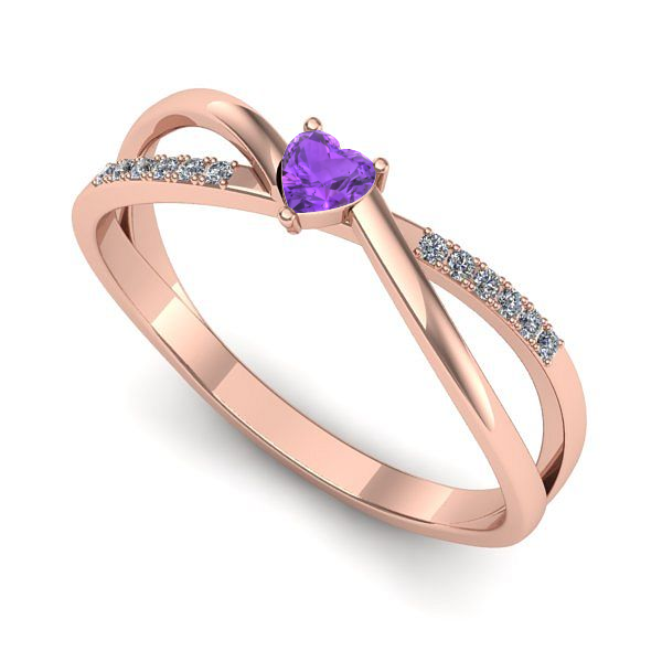 Inel din aur roz cu ametist