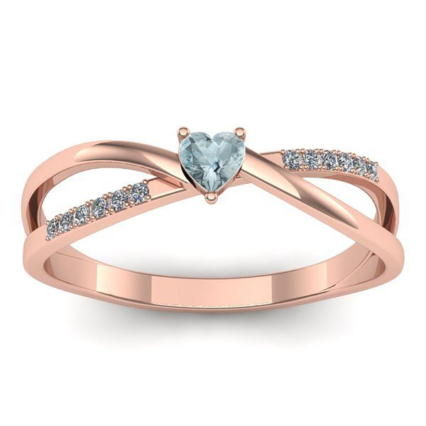 Inel logodna cu aquamarin inima