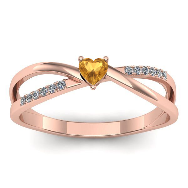 Inel logodna cu citrin inima