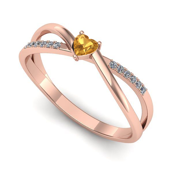 Inel din aur roz cu citrin