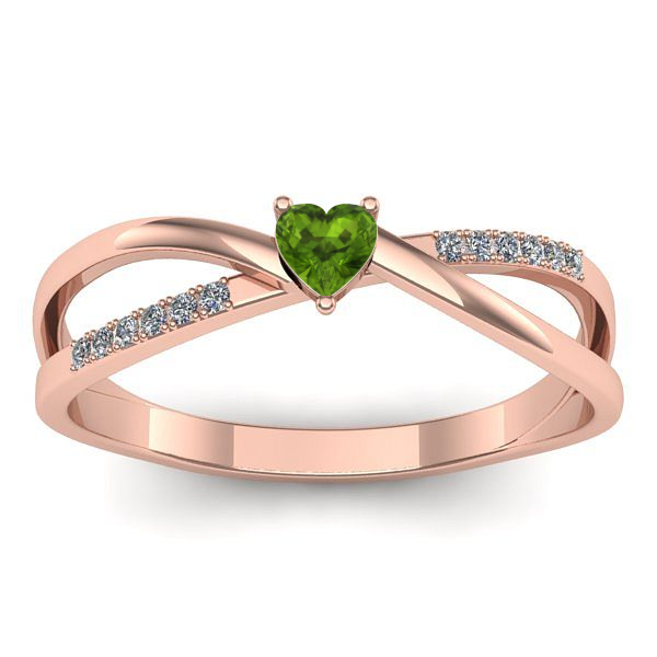 Inel de logodna cu peridot inima