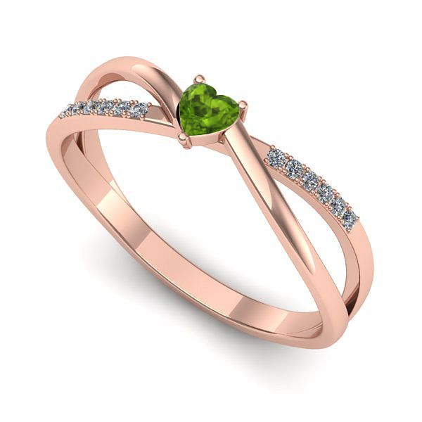 Inel din aur roz cu peridot