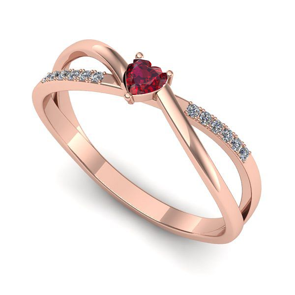 Inel din aur roz cu rubin