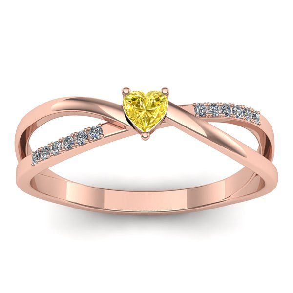 Inel cu safir galben inima