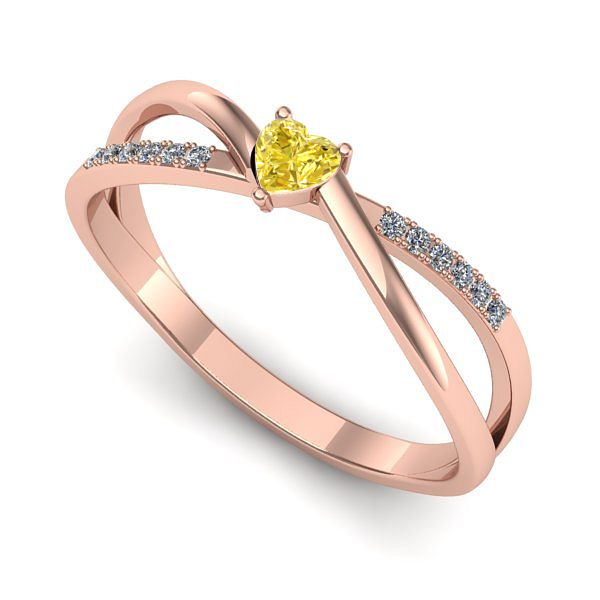 Inel logodna din aur roz cu safir galben