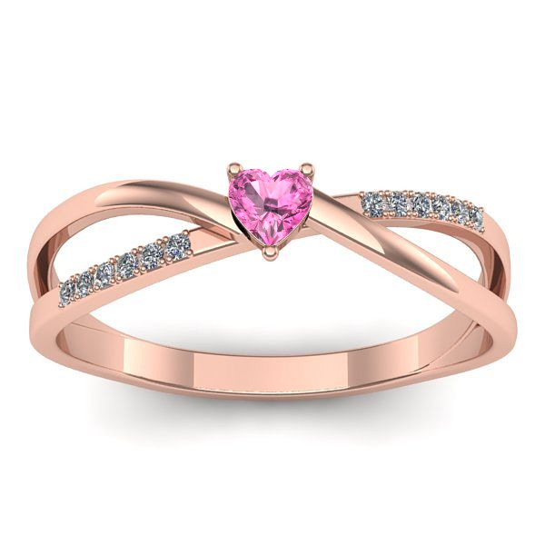 Inel logodna cu safir roz inima