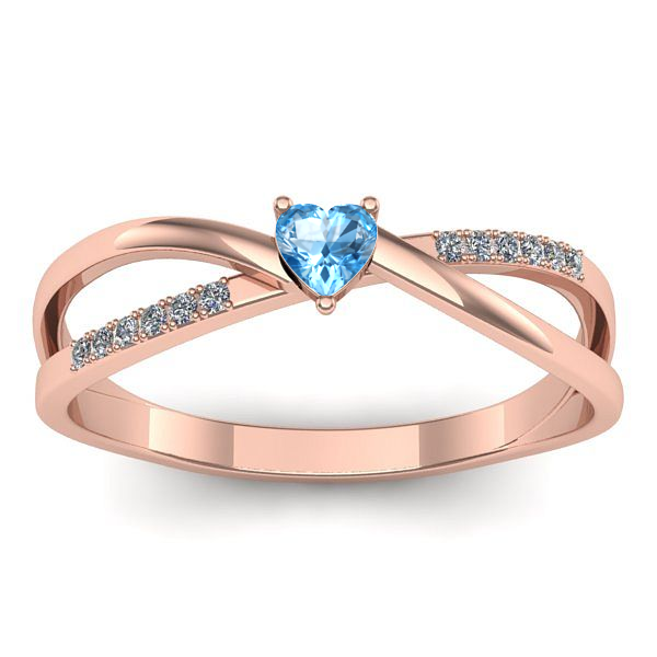 Inel cu topaz blue inima