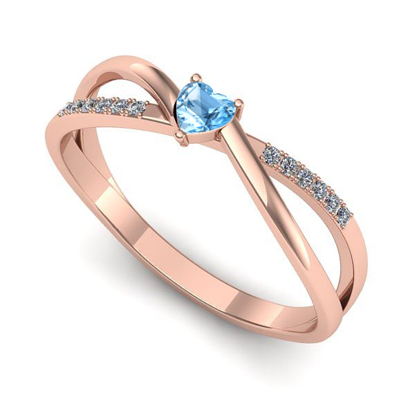 Inel de logodna din aur roz cu topaz blue