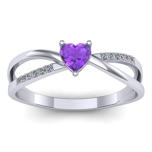 Inel de logodna cu ametist inima