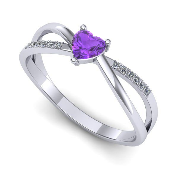 Inel din aur alb cu ametist