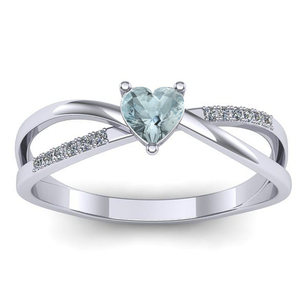 Inel de logodna cu aquamarin inima