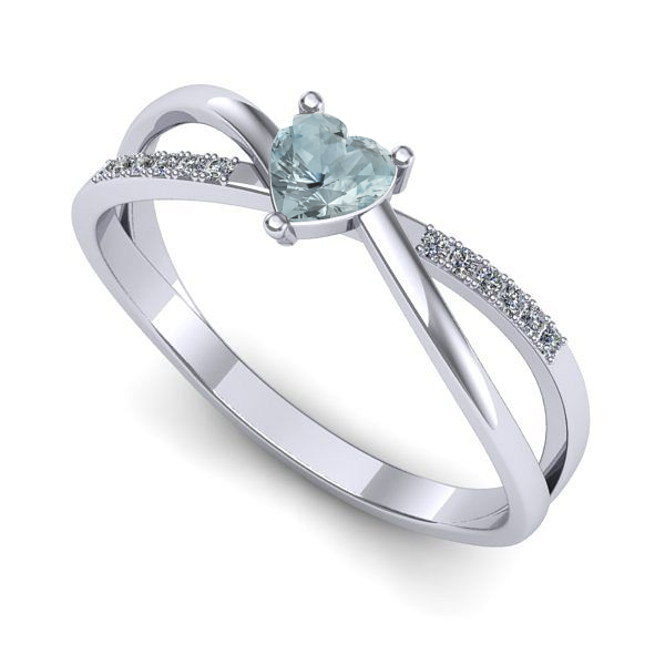 Inel din aur alb cu aquamarin