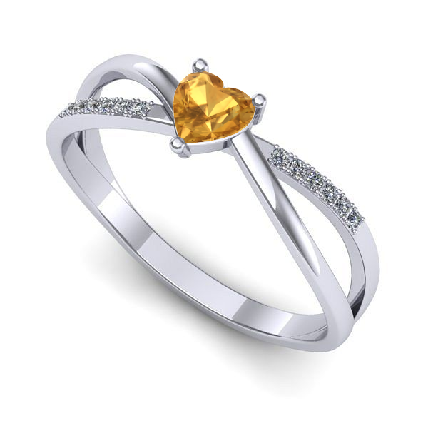 Inel din aur alb cu citrin