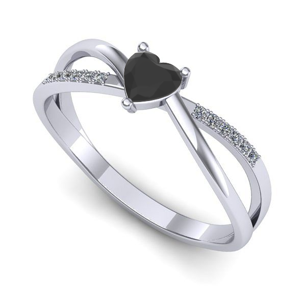 Inel din aur alb cu diamant negru