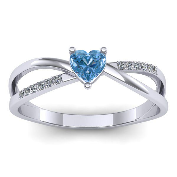 Inel de logodna cu diamant de laborator albastru inima
