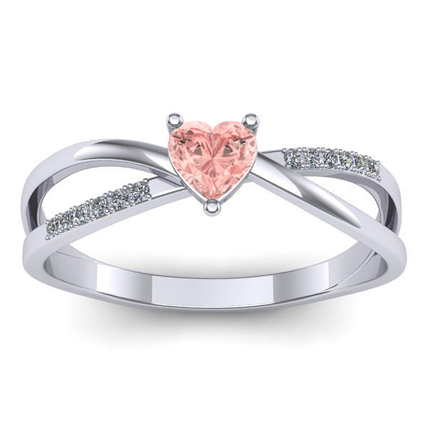 Inel de logodna cu diamant de laborator roz inima