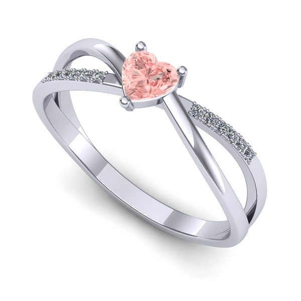 Inel din aur alb cu diamant de laborator roz