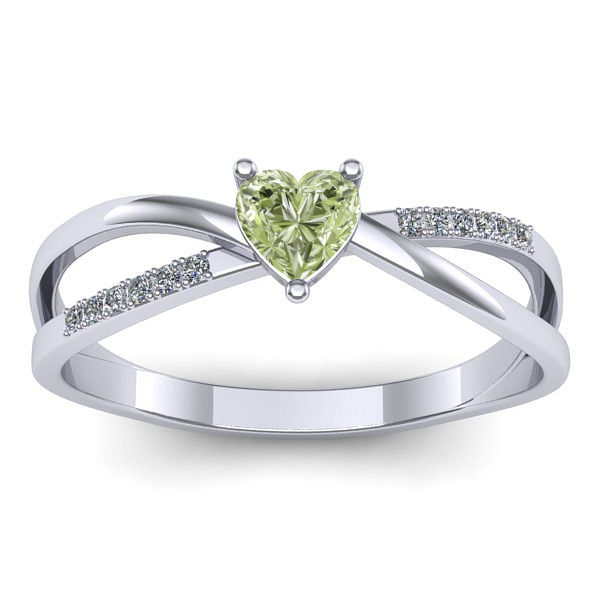 Inel logodna cu diamant de laborator verde inima