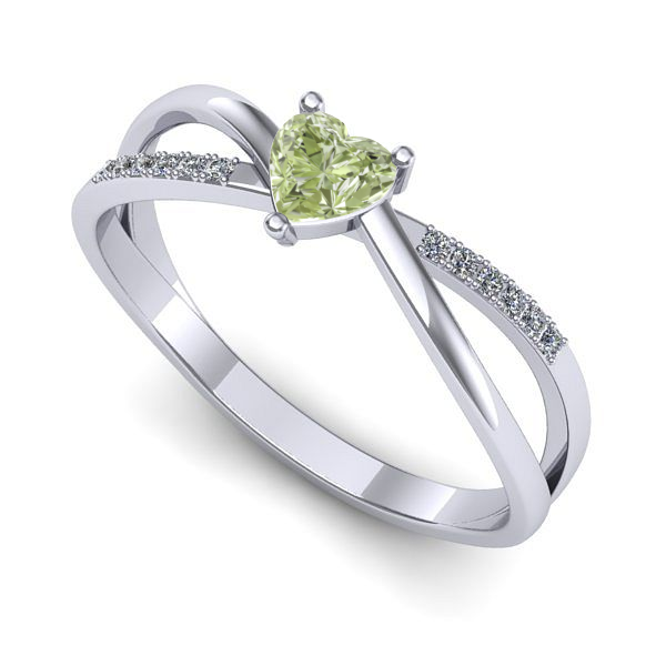 Inel logodna din aur alb cu diamant de laborator verde