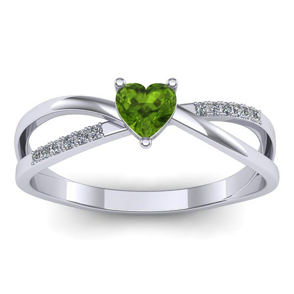 Inel de logodna cu peridot inima
