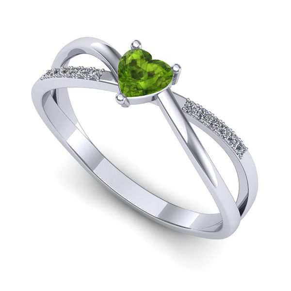 Inel din aur alb cu peridot