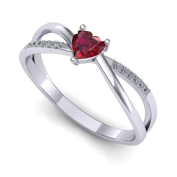Inel de logodna din aur alb cu rubin