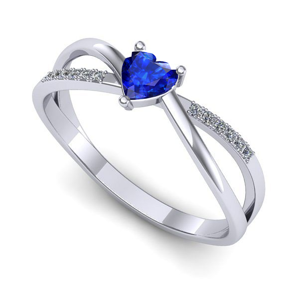 Inel de logodna din aur alb cu safir