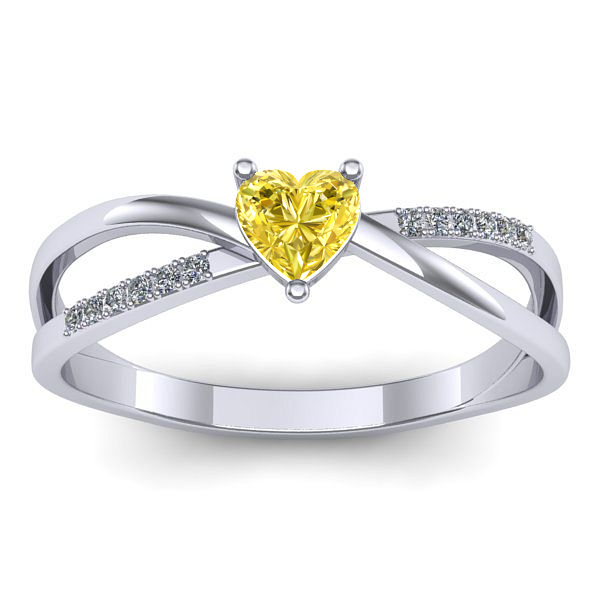 Inel cu safir galben inima