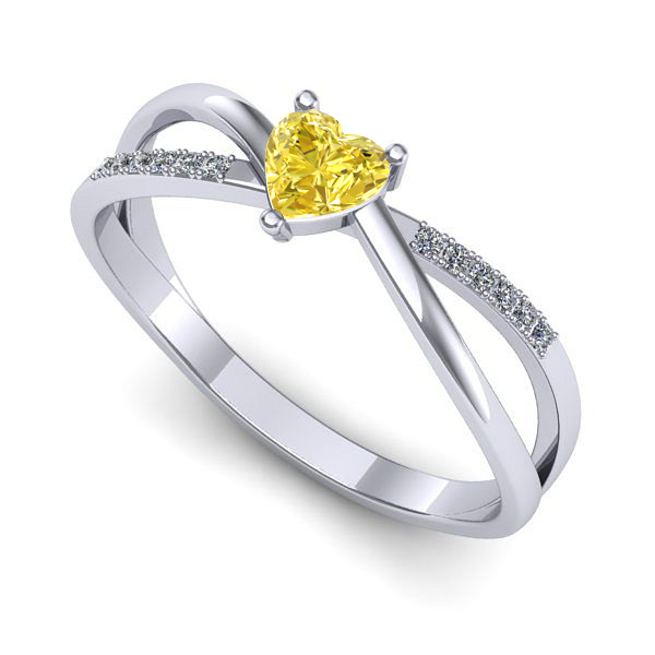 Inel din aur alb cu safir galben