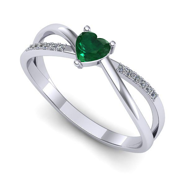 Inel din aur alb cu smarald