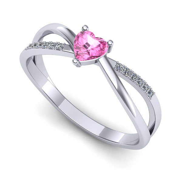 Inel de logodna din aur alb cu safir roz