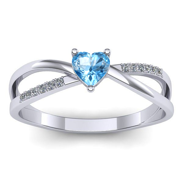 Inel cu topaz blue inima