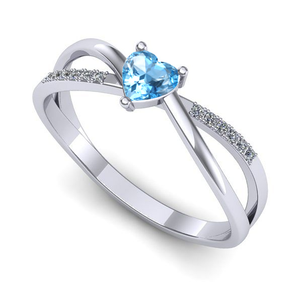 Inel logodna din aur alb cu topaz blue