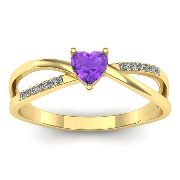 Inel cu ametist inima