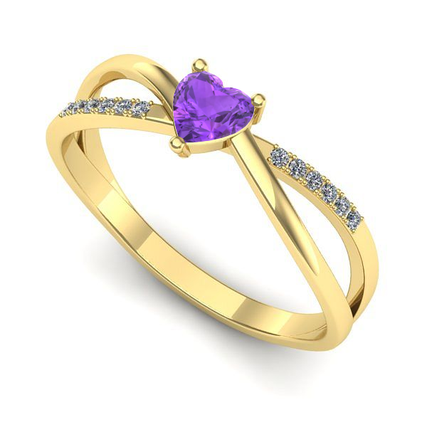 Inel de logodna din aur galben cu ametist