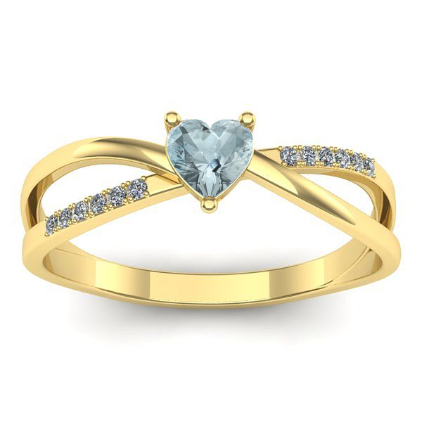 Inel de logodna cu aquamarin inima