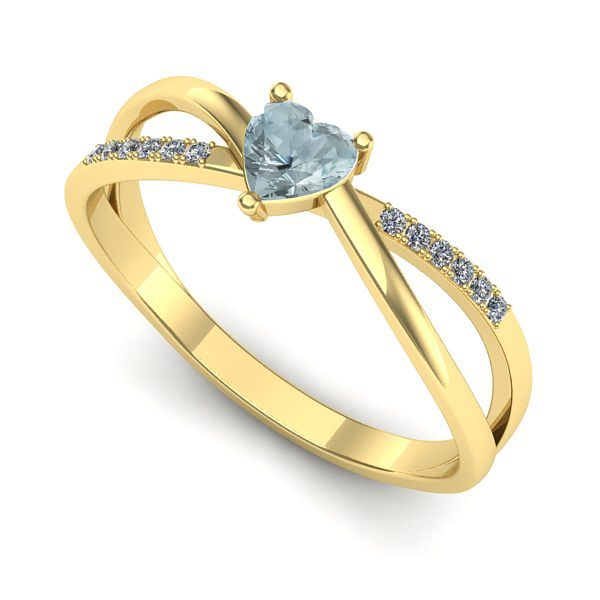 Inel de logodna din aur galben cu aquamarin