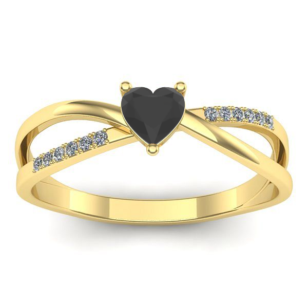 Inel logodna cu diamant negru inima