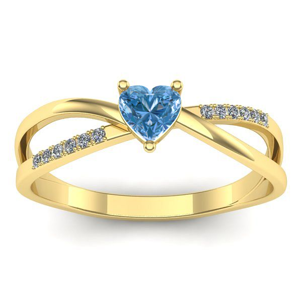 Inel de logodna cu diamant de laborator albastru inima