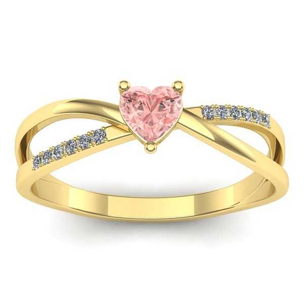 Inel logodna cu diamant de laborator roz inima