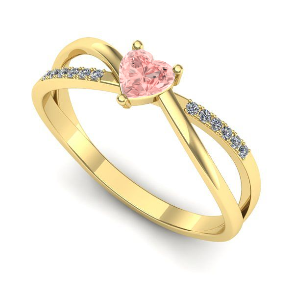 Inel din aur galben cu diamant de laborator roz