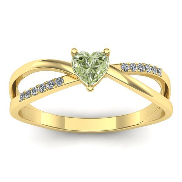 Inel cu diamant de laborator verde inima
