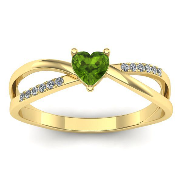 Inel de logodna cu peridot inima