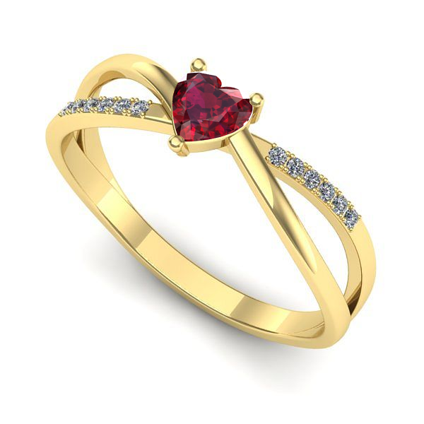 Inel logodna din aur galben cu rubin