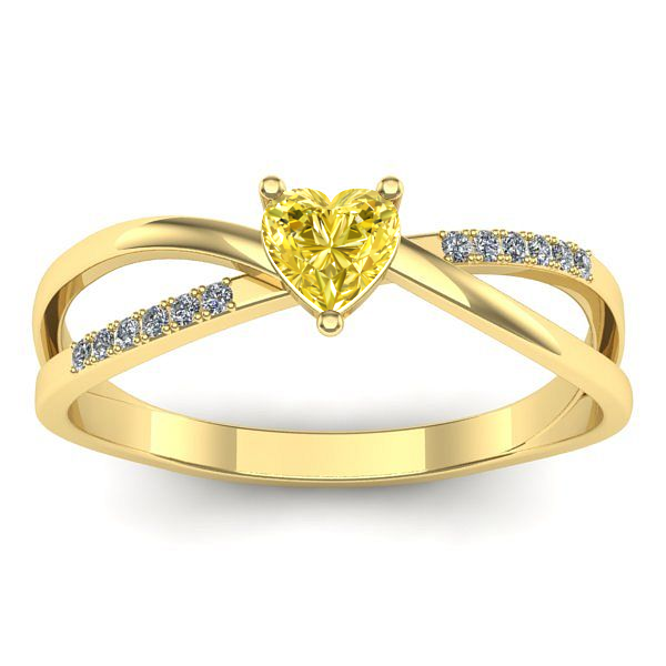 Inel logodna cu safir galben inima