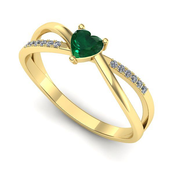 Inel din aur galben cu smarald