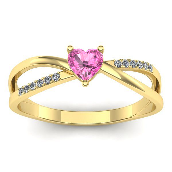 Inel logodna cu safir roz inima
